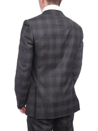 Thumbnail for Napoli TWO PIECE SUITS Napoli Slim Fit Charcoal Gray Windowpane Plaid Half Canvassed Wool Suit