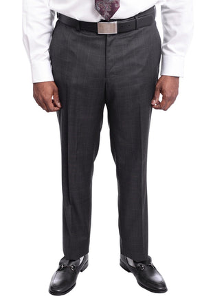 Napoli TWO PIECE SUITS Napoli Slim Fit Charcoal Gray Windowpane Two Button Half Canvassed Wool Suit