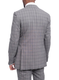Thumbnail for Napoli TWO PIECE SUITS Napoli Slim Fit Gray & Blue Windowpane Plaid Half Canvassed Super 150s Wool Suit