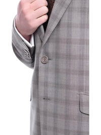 Thumbnail for Napoli TWO PIECE SUITS Napoli Slim Fit Gray Plaid Windowpane Half Canvassed Tallia Deflino Wool Suit