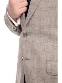 Thumbnail for Napoli TWO PIECE SUITS Napoli Slim Fit Light Brown Glen Plaid Half Canvassed Marzotto Wool Suit