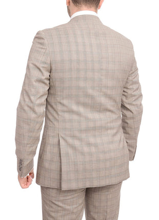 Napoli TWO PIECE SUITS Napoli Slim Fit Light Brown Glen Plaid Half Canvassed Marzotto Wool Suit