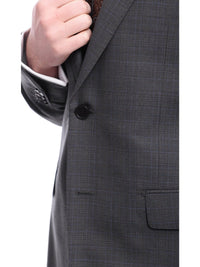 Thumbnail for Napoli TWO PIECE SUITS Napoli Slim Fit Medium Gray & Blue Plaid Two Button Half Canvassed Wool Suit