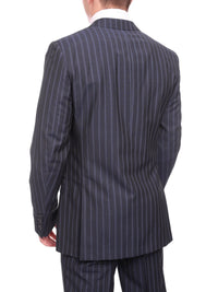 Thumbnail for Napoli TWO PIECE SUITS Napoli Slim Fit Navy Blue Pinstripe Two Button Half Canvassed Wool Suit