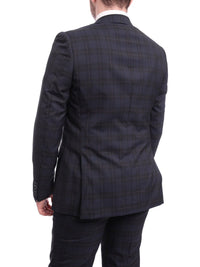 Thumbnail for Napoli TWO PIECE SUITS Napoli Slim Fit Navy Blue Plaid With Red Windowpane Half Canvassed Wool Suit