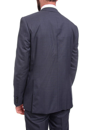 Napoli TWO PIECE SUITS Napoli Slim Fit Solid Blue Stepweave Half Canvassed Super 160's Wool Suit