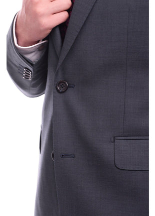 Napoli TWO PIECE SUITS Napoli Slim Fit Solid Blue Stepweave Half Canvassed Super 160's Wool Suit
