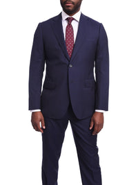 Thumbnail for Napoli TWO PIECE SUITS Napoli Slim Fit Solid Navy Blue Two Button Half Canvassed Guabello Wool Suit