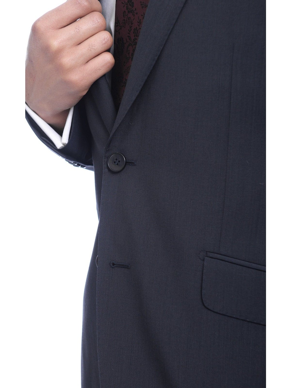Napoli TWO PIECE SUITS Napoli Slim Fit Subtle Navy Pinstripe Half Canvassed Marzotto Wool Suit