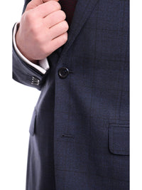 Thumbnail for Napoli TWO PIECE SUITS Napoli Slim Fit Textured Blue Black Plaid Half Canvassed Super 160s Wool Suit