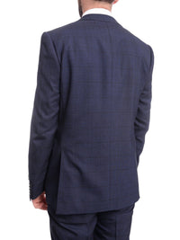Thumbnail for Napoli TWO PIECE SUITS Napoli Slim Fit Textured Blue Black Plaid Half Canvassed Super 160s Wool Suit
