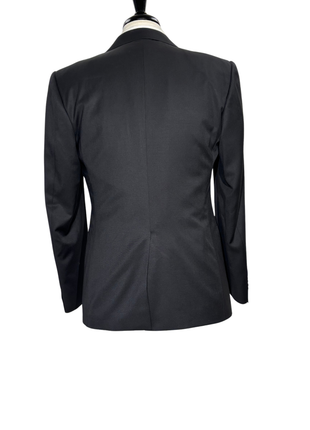 Corneliani Mens Solid Black Fully-Canvassed Satin Split Peak Lapel Slim Fit 3-Piece Wool Tuxedo - 38R