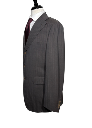 Sartoria Partenopea Mens Brown Pinstripe Notch Lapel Slim Fit 3-button Wool Suit - 44R