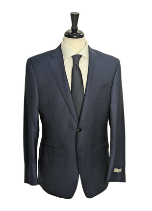 Canali 1934 Mens Black Striped 44R Drop 8 100% Wool 2 Piece Suit