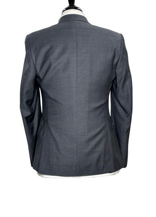 Sample Production Gray & Black Diamond Weave Notch Lapel Classic Fit 2-Button Wool Suit - 36R