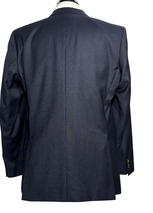 Hugo Boss Mens Navy-Gray Stripe Notch Lapels Classic Fit 2 Button Wool Suit - 40R