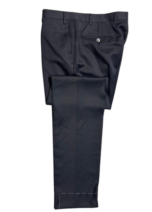 Corneliani Mens Solid Black Fully-Canvassed Satin Split Peak Lapel Slim Fit 3-Piece Wool Tuxedo - 36R