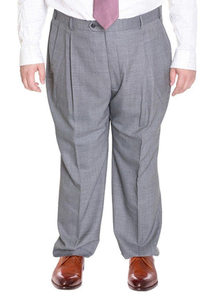 Palm Beach PANTS Palm Beach Mens Light Heather Gray Double Pleated Wool Blend Dress Pants