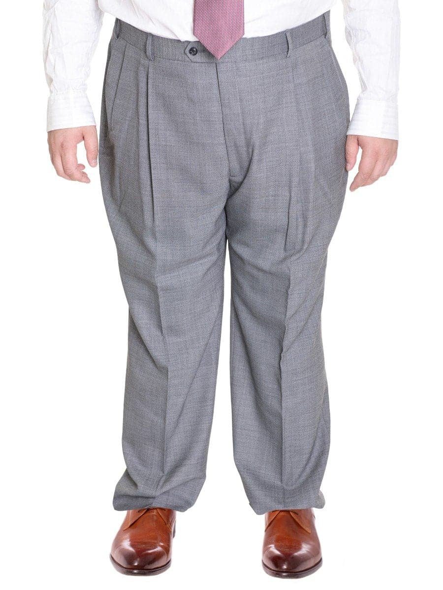 Palm Beach Mens Light Heather Gray Double Pleated Wool Blend Dress Pants, 56W Palm Beach Mens Light Heather Gray Double Pleated Wool Blend Dress Pants, 56W