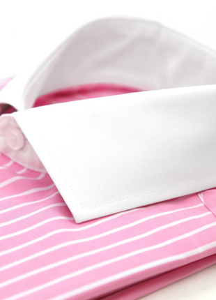 Ferrecci Pink Striped Slim Fit Cutaway Collar Cotton Dress Shirt - The Suit Depot