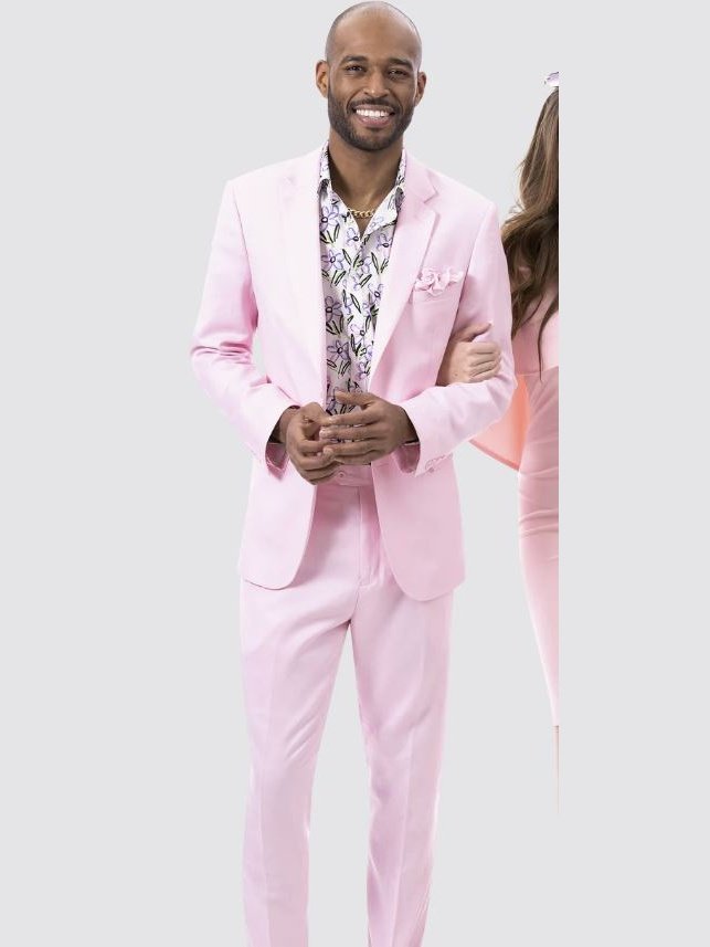 Kent & Park Mens Solid Pink Classic Fit Linen Blend 2 Piece Suit