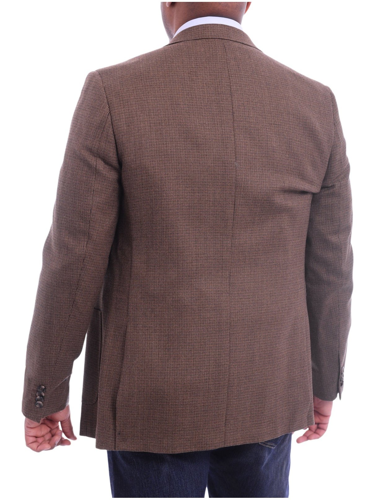 Prontomoda BLAZERS Prontomoda Classic Fit Brown Textured Lambs Wool Blazer Sportcoat Patch Pockets