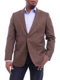 Thumbnail for Prontomoda BLAZERS Prontomoda Classic Fit Brown Textured Lambs Wool Blazer Sportcoat Patch Pockets