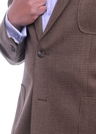 Prontomoda BLAZERS Prontomoda Classic Fit Brown Textured Lambs Wool Blazer Sportcoat Patch Pockets