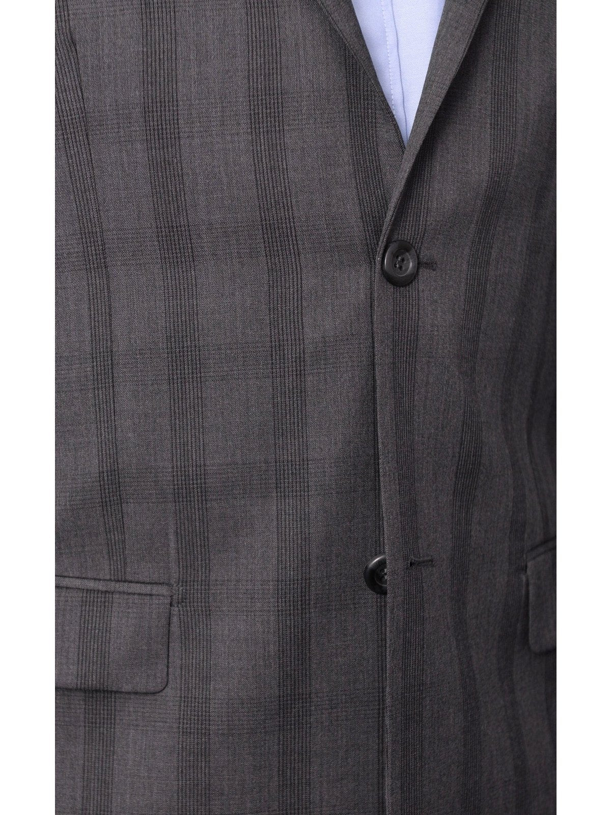 Prontomoda BLAZERS Prontomoda Men's Gray Plaid 100% Wool Slim Fit Blazer Sport Coat