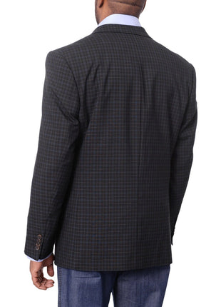 Prontomoda BLAZERS Prontomoda Mens Black& Blue Plaid 100% Wool Regular Fit Blazer Sport Coat