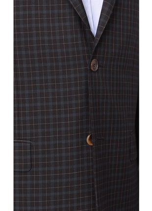 Prontomoda BLAZERS Prontomoda Mens Black& Blue Plaid 100% Wool Regular Fit Blazer Sport Coat