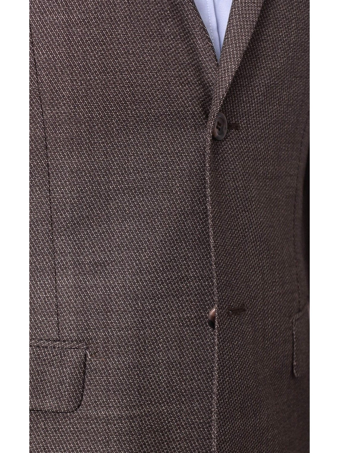 Prontomoda BLAZERS Prontomoda Mens Brown Textured 100% Wool Regular Fit Blazer Sport Coat