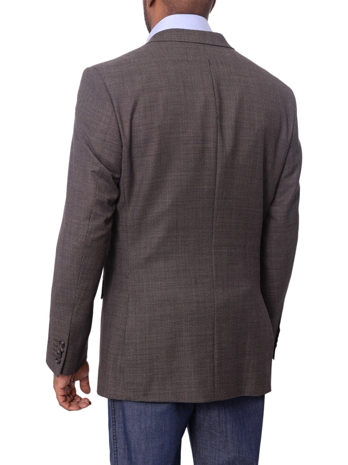 Prontomoda BLAZERS Prontomoda Mens Brown Textured 100% Wool Regular Fit Blazer Sport Coat