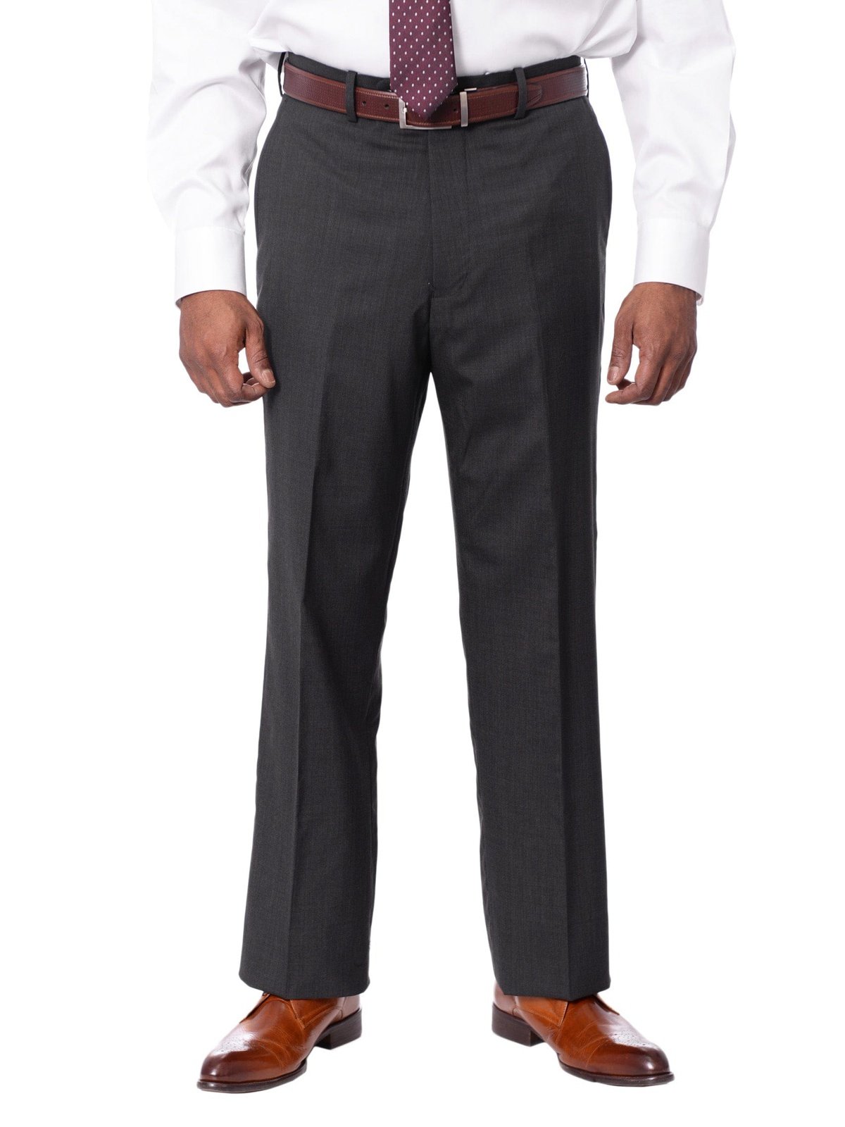 Prontomoda TWO PIECE SUITS Prontomoda Mens Solid Charcoal Gray 100% Merino Wool Regular Fit Suit