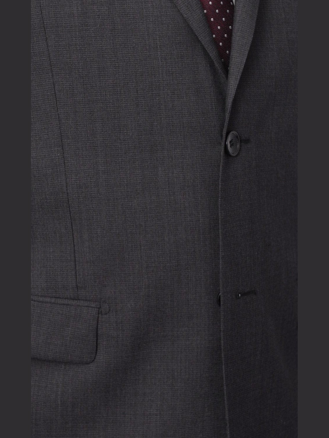 Prontomoda TWO PIECE SUITS Prontomoda Mens Solid Charcoal Gray 100% Merino Wool Regular Fit Suit