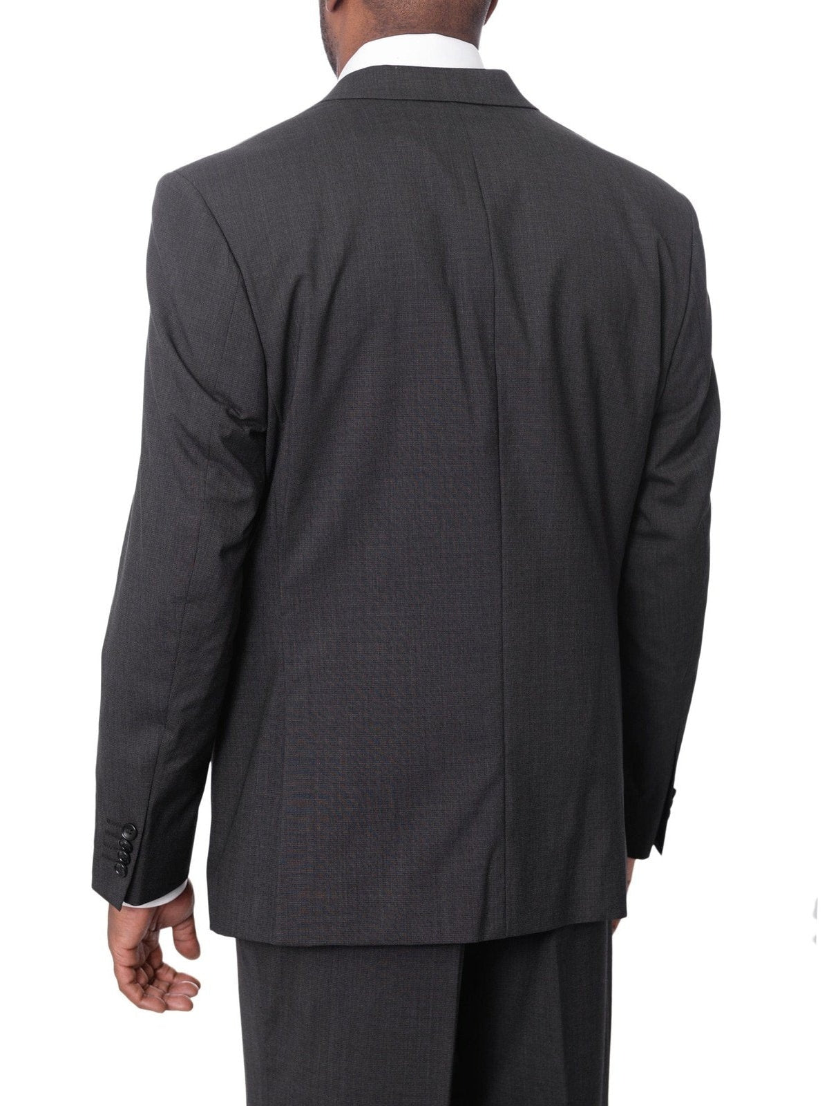 Prontomoda TWO PIECE SUITS Prontomoda Mens Solid Charcoal Gray 100% Merino Wool Regular Fit Suit