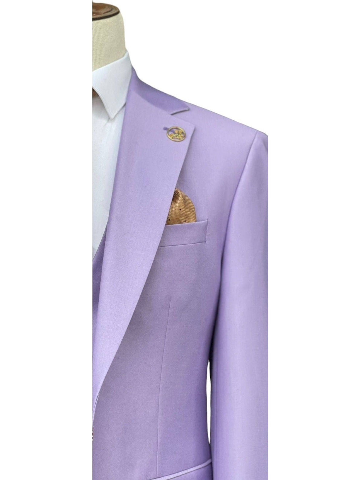 Romaster Mens Solid Purple Wool Blend 3 Piece Slim Fit Suit