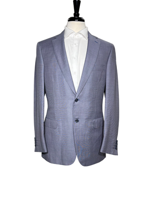 Brioni Mens Heather Blue Micro Check Fully-Canvassed Notch Lapel Classic Fit 2-Button Wool Blend Suit- 40L