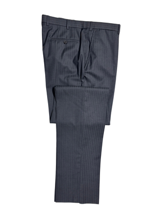 Isaia Mens Charcoal Gray Pinstripe Fully-Canvassed Notch Lapel Slim Fit 2-Button Wool Suit - 44L