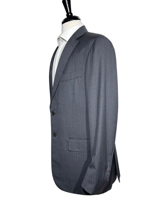 Isaia Mens Charcoal Gray Tonal Stripe Fully-Canvassed Notch Lapel Slim Fit 2-Button Wool Suit - 44L