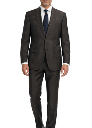 Brioni Charcoal Pinstripe 100% Wool Suit 42R