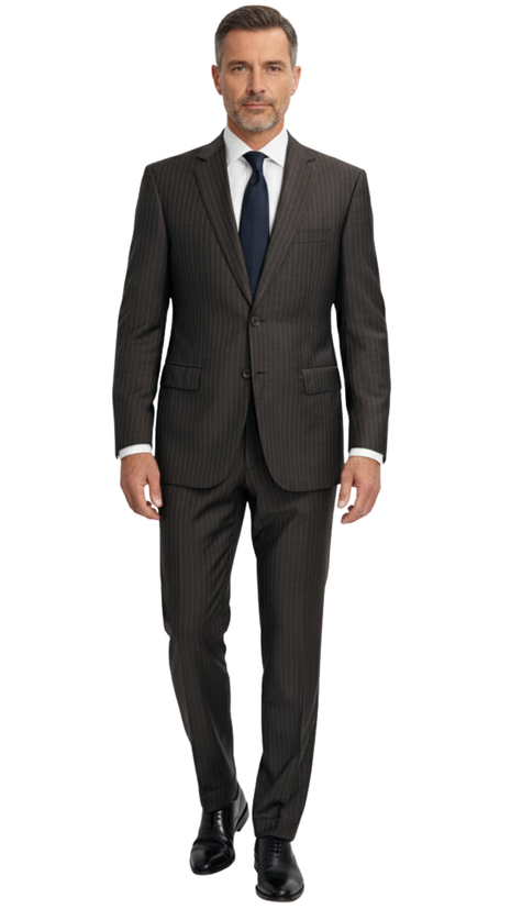 Brioni Charcoal Pinstripe 100% Wool Suit 42R – The Suit Depot