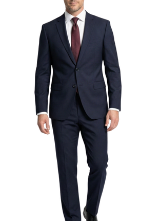 Armani Collezioni Solid Dark Blue M-Line Notch Lapel Modern Fit 2 Button Wool Suit - 44R - The Suit Depot