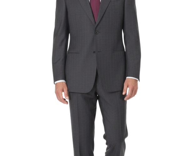 Armani Collezioni Mens 42R Gray Striped Wool Blend 2 Piece Suit
