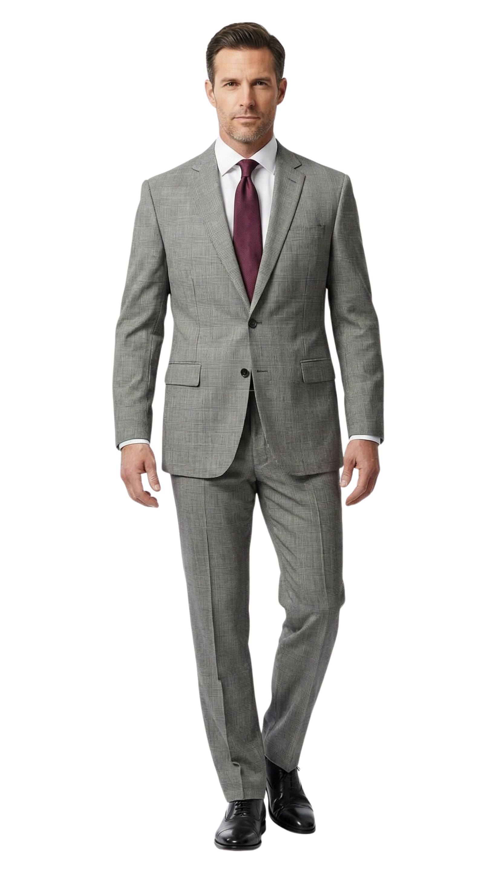 Ralph Lauren Purple Label Mens 42R Drop 7 Gray Glenplaid Modern