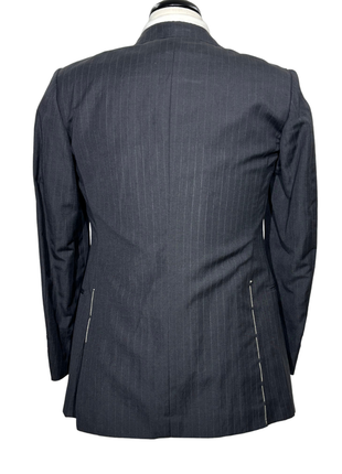 Sartoria Partenopea Mens Black Pinstripe Notch Lapel Classic Fit 3-button Wool Linen Suit - 32R