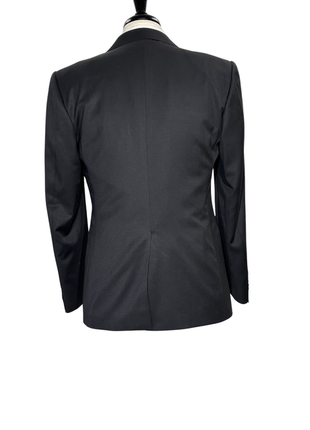 Corneliani Mens Solid Black Fully-Canvassed Satin Split Peak Lapel Slim Fit 3-Piece Wool Tuxedo - 40R