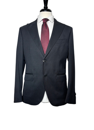 Jerrykey Charcoal Tonal Pinstripe Peak Lapel Classic Fit 2-Button Stretch Suit - 40R
