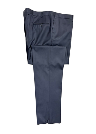 Sartoria Partenopea Mens Solid Dark Blue Notch Lapel Slim Fit 3-Button Wool Suit With Patch Pockets- 46R