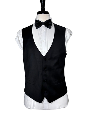 Corneliani Mens Solid Black Fully-Canvassed Peak Lapel Slim Fit 3-Piece Wool Tuxedo - 42R